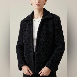 PERUVIAN LINK Vintage Black Alpaca Boucle Riccio Car Coat Large